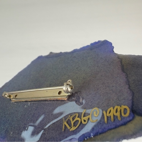 Vintage‎ 90s Postmodern Brooches Pins Set of 2 Handmade Paper Mache Acrylic - Picture 15 of 17